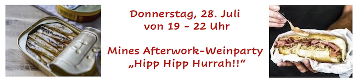 Afterwork-Weinparty Hipp Hipp Hurahh in Ettlingen beim Wein-Musketier Mine Maisch